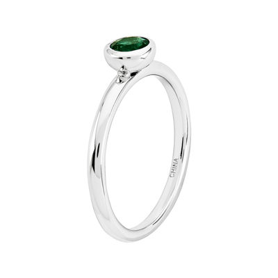 Personally Stackable 5mm Round Lab-Created Emerald Ring