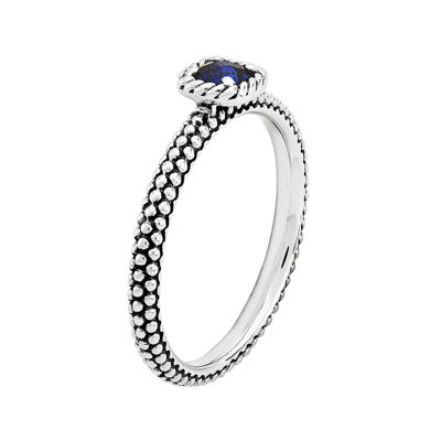 Personally Stackable Square Lab-Created Sapphire Ring