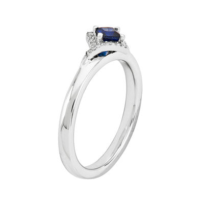 Personally Stackable 1/10 CT. T.W. Diamond and Lab-Created Sapphire Ring