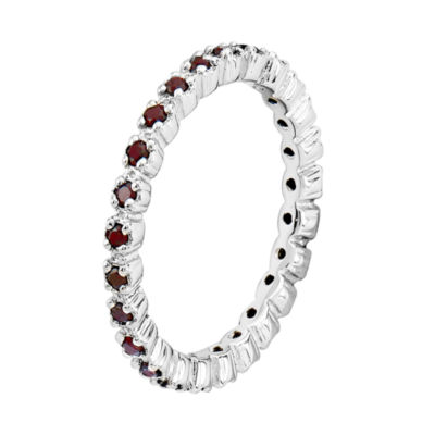 Personally Stackable Genuine Garnet Sterling Silver Eternity Ring