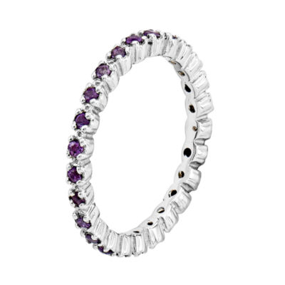 Personally Stackable Genuine Amethyst Sterling Silver Eternity Ring