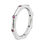 Personally Stackable Lab-Created Ruby Sterling Silver Station Ring
