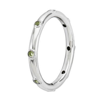 Personally Stackable Genuine Peridot Sterling Silver Station Ring