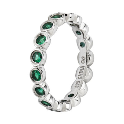 Personally Stackable Lab-Created Emerald Sterling Silver Eternity Ring