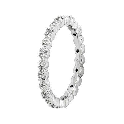 Personally Stackable Genuine White Topaz & Diamond-Accent Eternity Ring