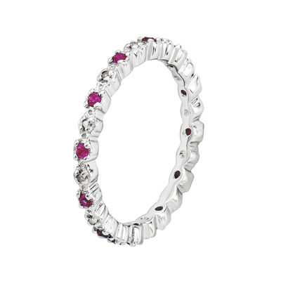 Personally Stackable Lab Created Ruby & Diamond-Accent Eternity Ring Sterling Silver