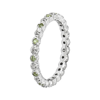 Personally Stackable Genuine Peridot & Diamond-Accent Eternity Ring