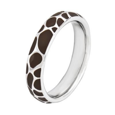 Personally Stackable Sterling Silver Giraffe Print Enamel Ring