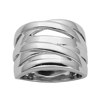 1.70 ct. t.w. Multicolored CZ Crisscross Ring in Sterling Silver