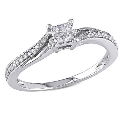 1/5 CT.T.W. Natural Princess Diamond 10K Gold Engagement Ring