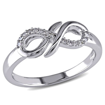 Womens Diamond Accent Natural White Sterling Silver Infinity Cocktail Ring