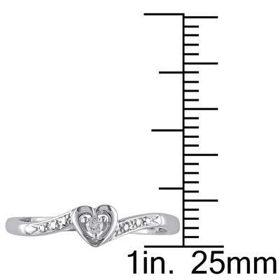 Womens Diamond Accent Mined White Sterling Silver Heart Cocktail Ring