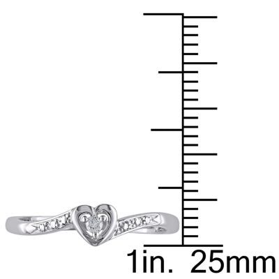 Womens Diamond Accent Natural White Sterling Silver Heart Cocktail Ring