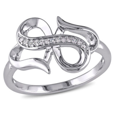 Womens Diamond Accent Natural White Sterling Silver Heart Infinity Cocktail Ring