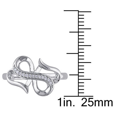 Womens Diamond Accent Natural White Sterling Silver Heart Infinity Cocktail Ring