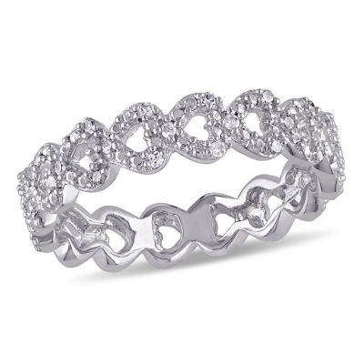 Diamond Accent Mined White Sterling Silver Heart Eternity Band