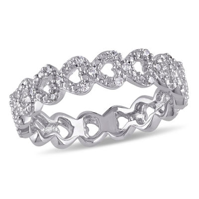 Diamond Accent Natural White Sterling Silver Heart Eternity Band