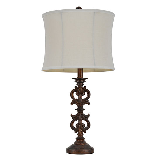 Décor Therapy Carved Wood Tone Table Lamp