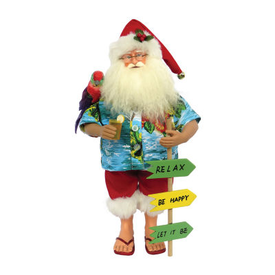 15" Vacation Hand Painted Santa Figurine