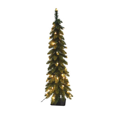 5 Foot Slim Spruce 2 Foot Pre-Lit Spruce Christmas Tree