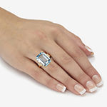 Womens Genuine Blue Topaz 18K Gold Over Silver Cocktail Ring