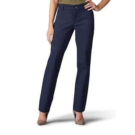 Lee Womens Wrinkle Free Relaxed Pant, 8, Blue