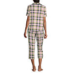 Liz Claiborne Womens 2-pc. Short Sleeve Capri Pajama Set