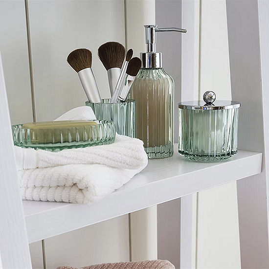 Casual Green Glass Bath Accessories Collection