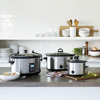Extra Large 10 Quart Slow Cooker With Metal Searing Pot & Tempered