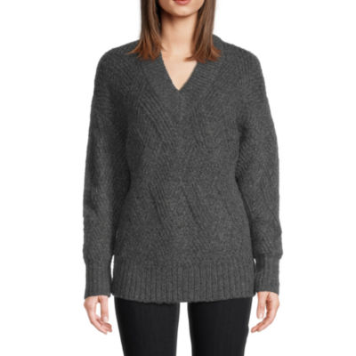 Liz Claiborne Womens V Neck Long Sleeve Pullover Sweater