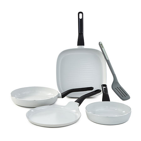 BergHOFF Leo Glints Ceramic Non-Stick 5-pc. Cookware Set, One Size, White