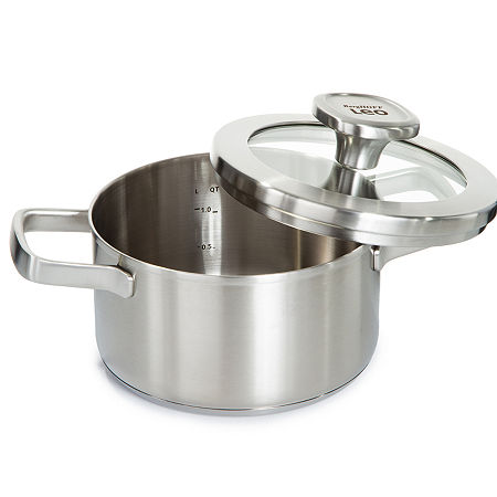 BergHOFF Leo Graphite Recycled 18/10 Stainless Steel 1.7-qt. Stockpot With Glass Lid, One Size, Silver