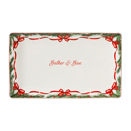 Martha Stewart Festive Bow Serving Platter Ceramic, One Size, White