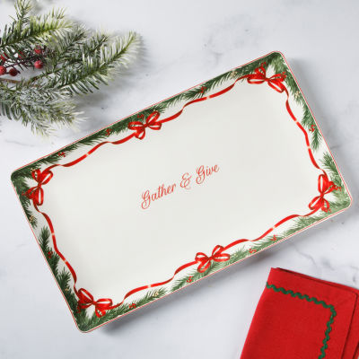 Martha Stewart Festive Bow Serving Platter Ceramic