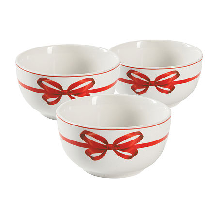 Martha Stewart Festive Bow 3-pc. Ceramic Tidbit Bowls, One Size, White