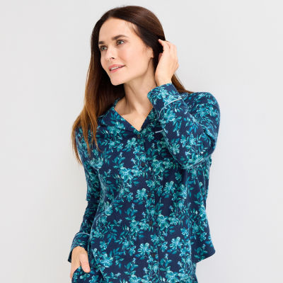 Liz Claiborne Womens Flannel Long Sleeve 2-pc. Pajama Sets