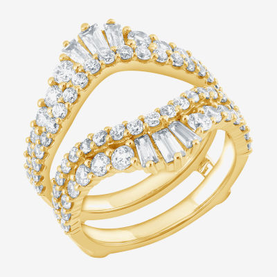 (F / Vs2) Womens 2 CT. T.W. Lab Grown White Diamond 10K Gold Ring Guard