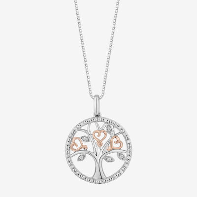 Hallmark Diamonds (I, I2) Womens 1/8 CT. T.W. Lab Grown White Diamond 14K Rose Gold Over Silver Sterling Silver Heart 18 Inch Pendant Necklace
