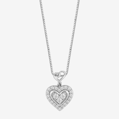 Hallmark Diamonds (I, I2) Womens 1/5 CT. Lab Grown White Diamond Sterling Silver Heart 18 Inch Pendant Necklace