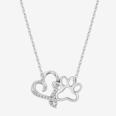 Hallmark Diamonds (I, I2) Womens 1/10 CT. T.W. Lab Grown White Diamond Sterling Silver Heart 18 Inch Pendant Necklace
