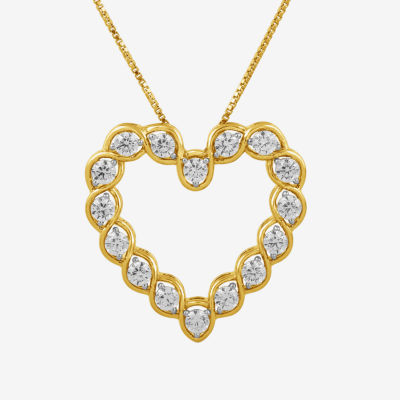I/ I2 Womens 1 CT. T.W. Lab Grown White Diamond 14K Gold Over Silver Heart Pendant