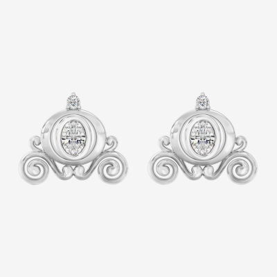 (I,I2), Cinderella 1/3 CT. T.W. Lab Grown White Diamond Sterling Silver 10.5mm Cinderella Princess Stud Earrings