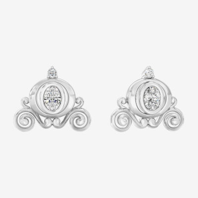 (I,I2), Cinderella 1/3 CT. T.W. Lab Grown White Diamond Sterling Silver 10.5mm Cinderella Princess Stud Earrings