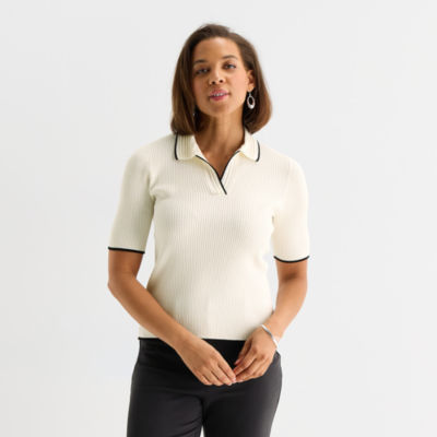 Liz Claiborne Womens Elbow Sleeve Layered Sweater