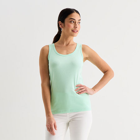 St. John's Bay Womens Scoop Neck Sleeveless Tank Top In Multi