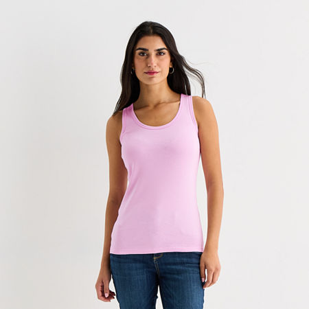 St. John's Bay Womens Scoop Neck Sleeveless Tank Top In Animal Print