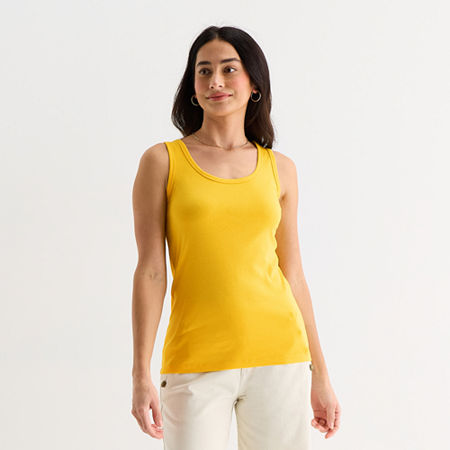 St. John's Bay Womens Scoop Neck Sleeveless Tank Top In Yellow