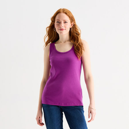 St. John's Bay Womens Scoop Neck Sleeveless Tank Top In Multi