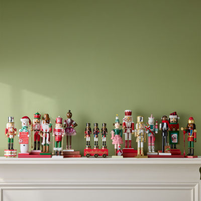 North Pole Trading Co. 12in Musical Trio Wood Christmas Nutcracker