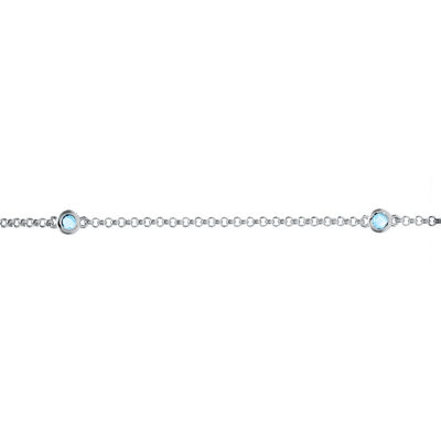 Genuine Sky Blue Topaz Sterling Silver Station Bracelet